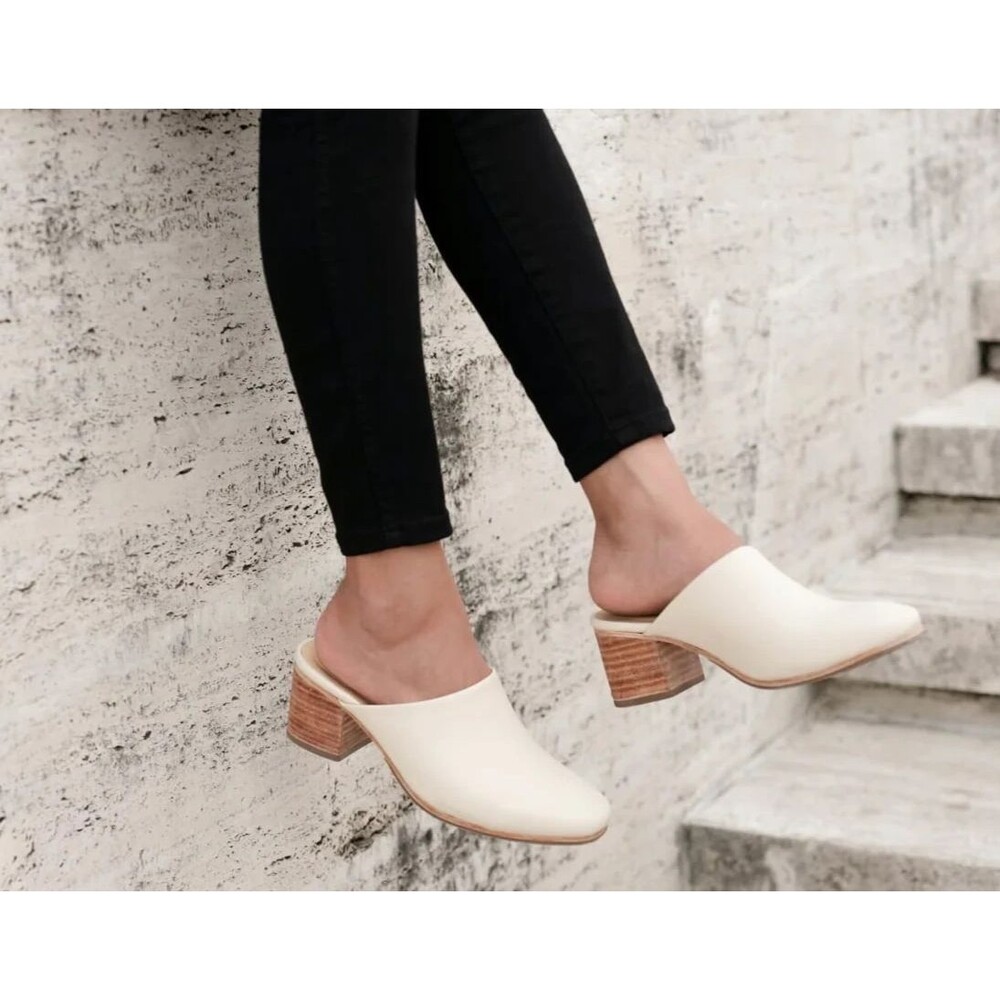 NISOLO WOMEN'S ALL DAY LEATHER HEELED MULE BONE SZ 6 NIB $170